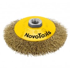 Щётка конусная NovoTools, гофр. латунь, 100 мм